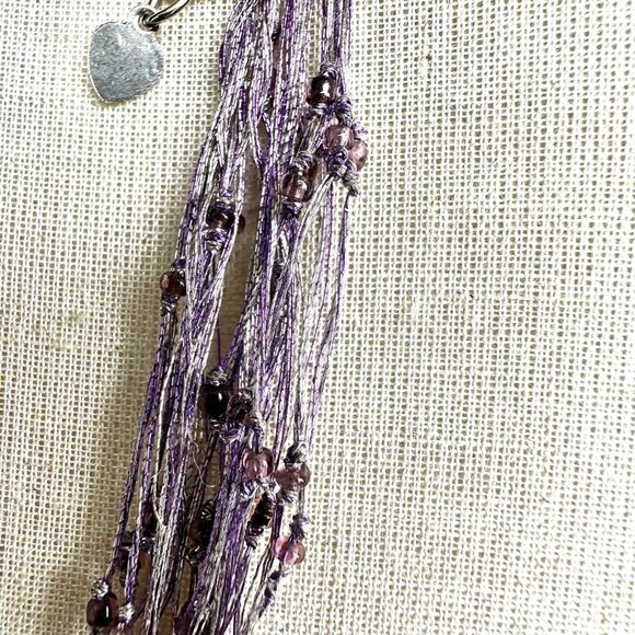 Purple multi strand fresh water pearl crystal statement necklace - Picture 10 of 11